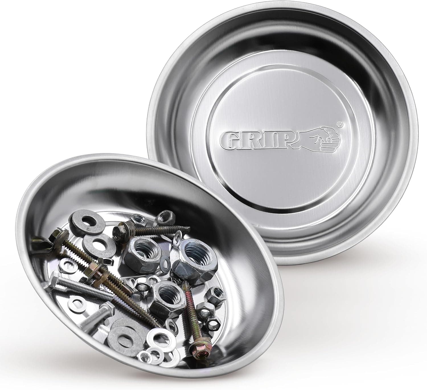 GRIP 6" Stainless Steel Magnetic Parts Tray - Secure Nuts, Bolts, Screws, Sockets, Fasteners