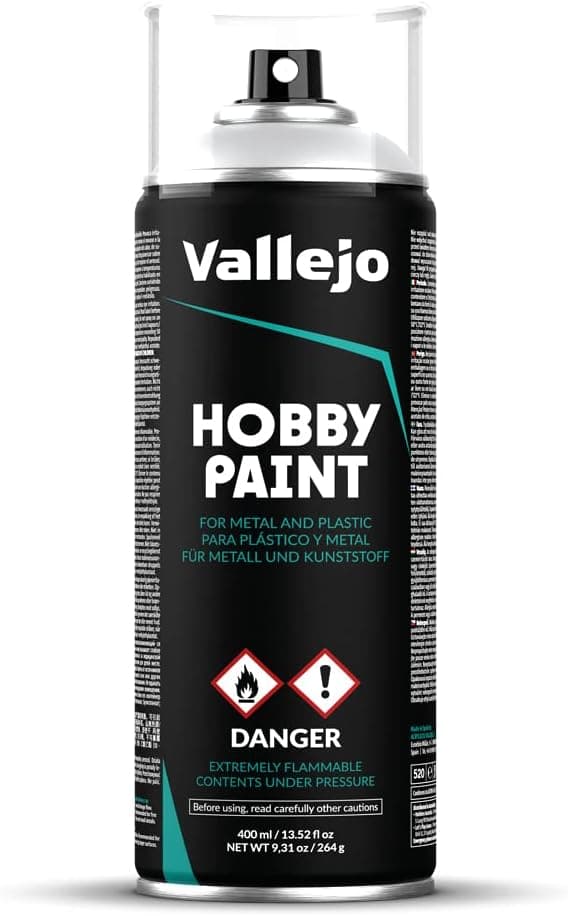 Vallejo Hobby Paint Spray Basic Primer, Grey 400 ml, Perfect Matt and Self Levelling Finish