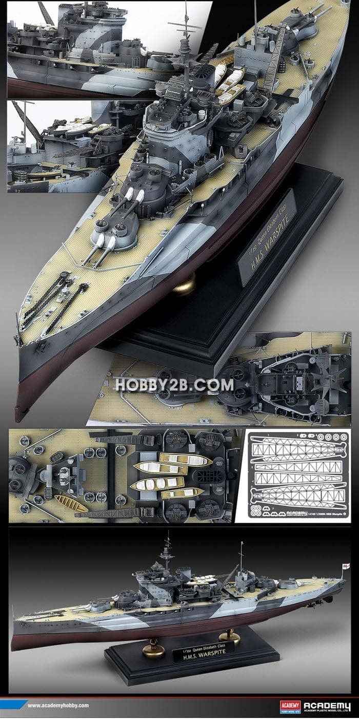 Academy 1/350 H.M.S. Warspite Battleship Military Ship Plastic Model Kit #14105