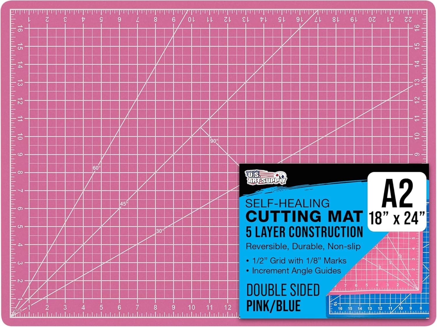 U.S. Art Supply 18" x 24" Self-Healing Cutting Mat 5-Ply, Double-Sided Non-Slip Craft Mat
