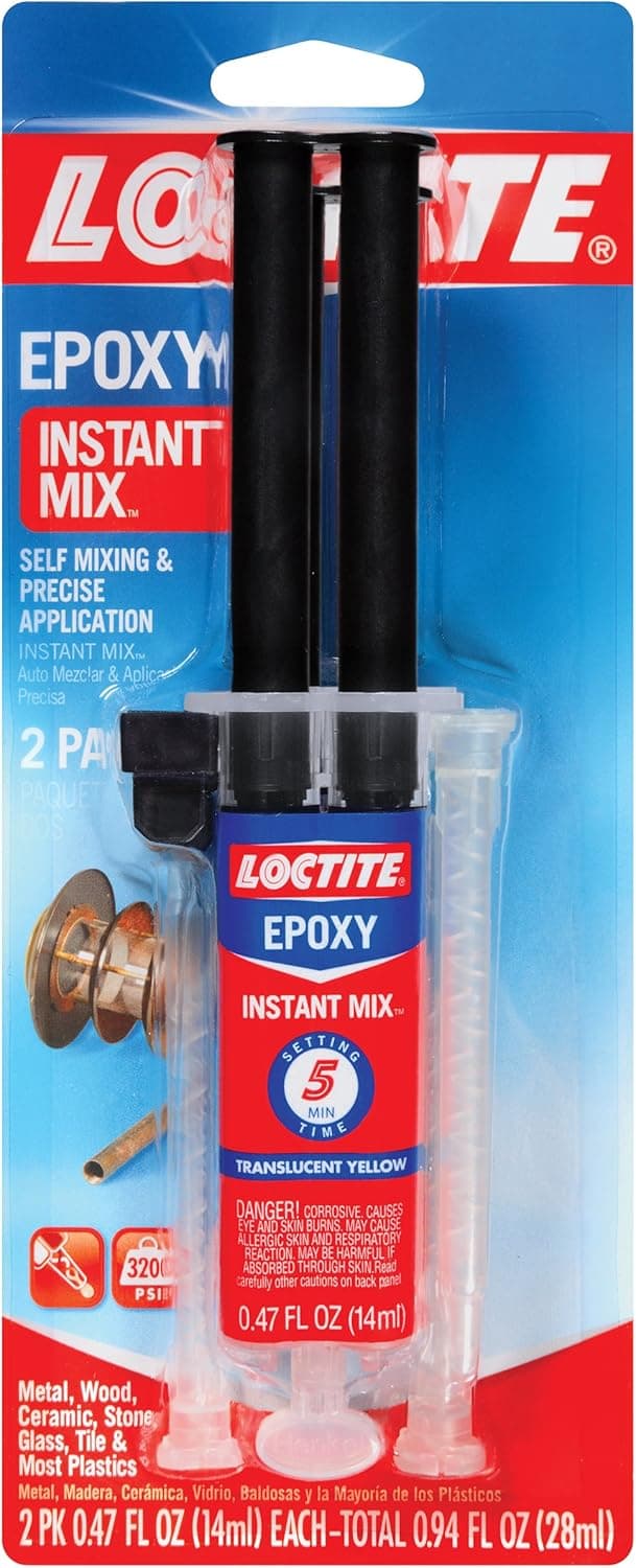 Loctite Epoxy Instant Mix 5 Minute, 0.47 fl. oz. Syringe (Pack of 2)