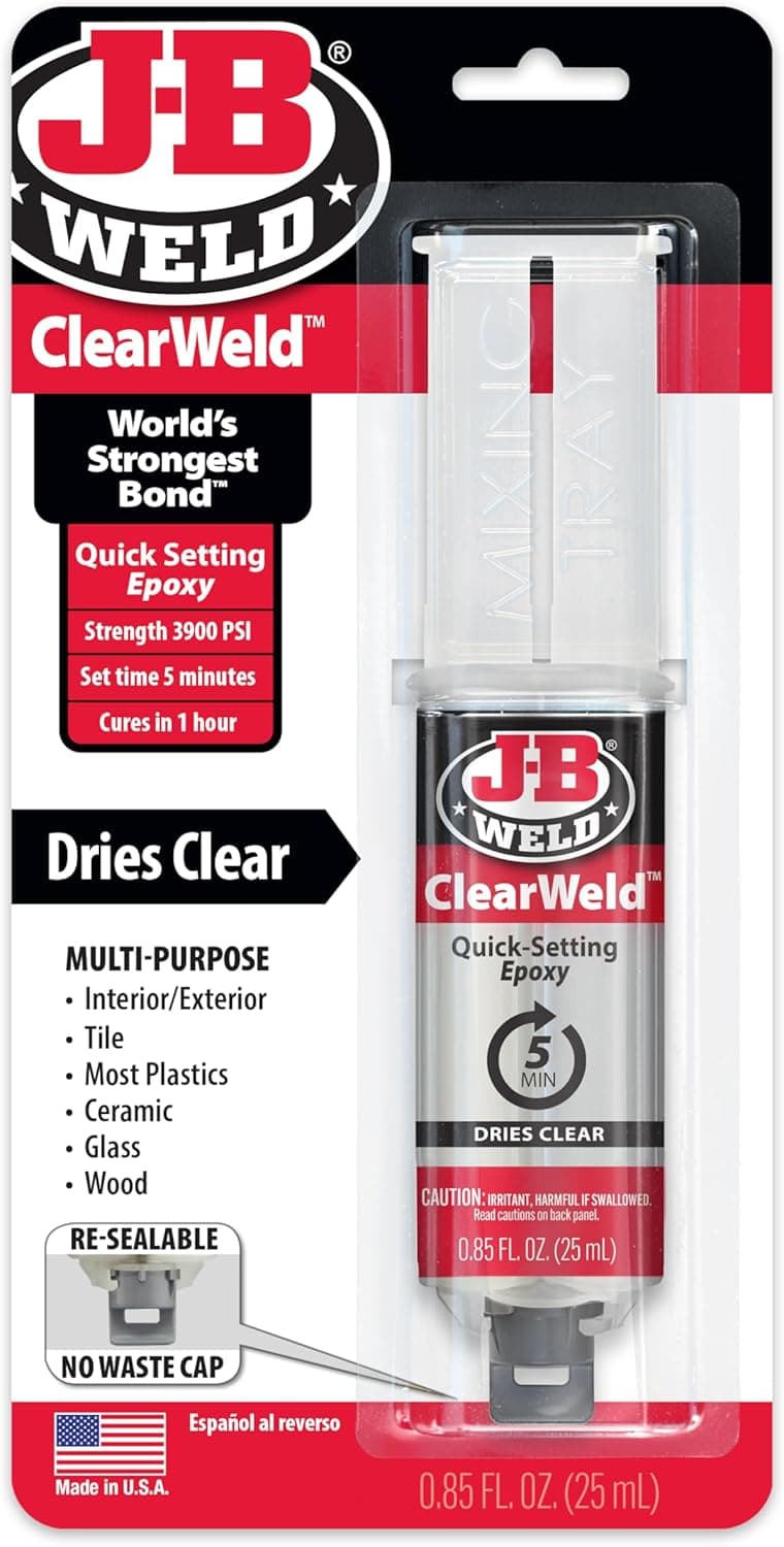 J-B Weld 0.85 oz. ClearWeld Quick-Set Epoxy Syringe 50112