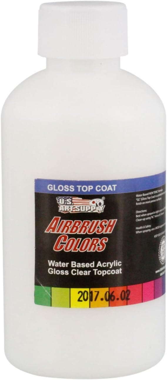 US Art Supply Clear Gloss Acrylic Airbrush Paint 8 oz Protective Top Coat