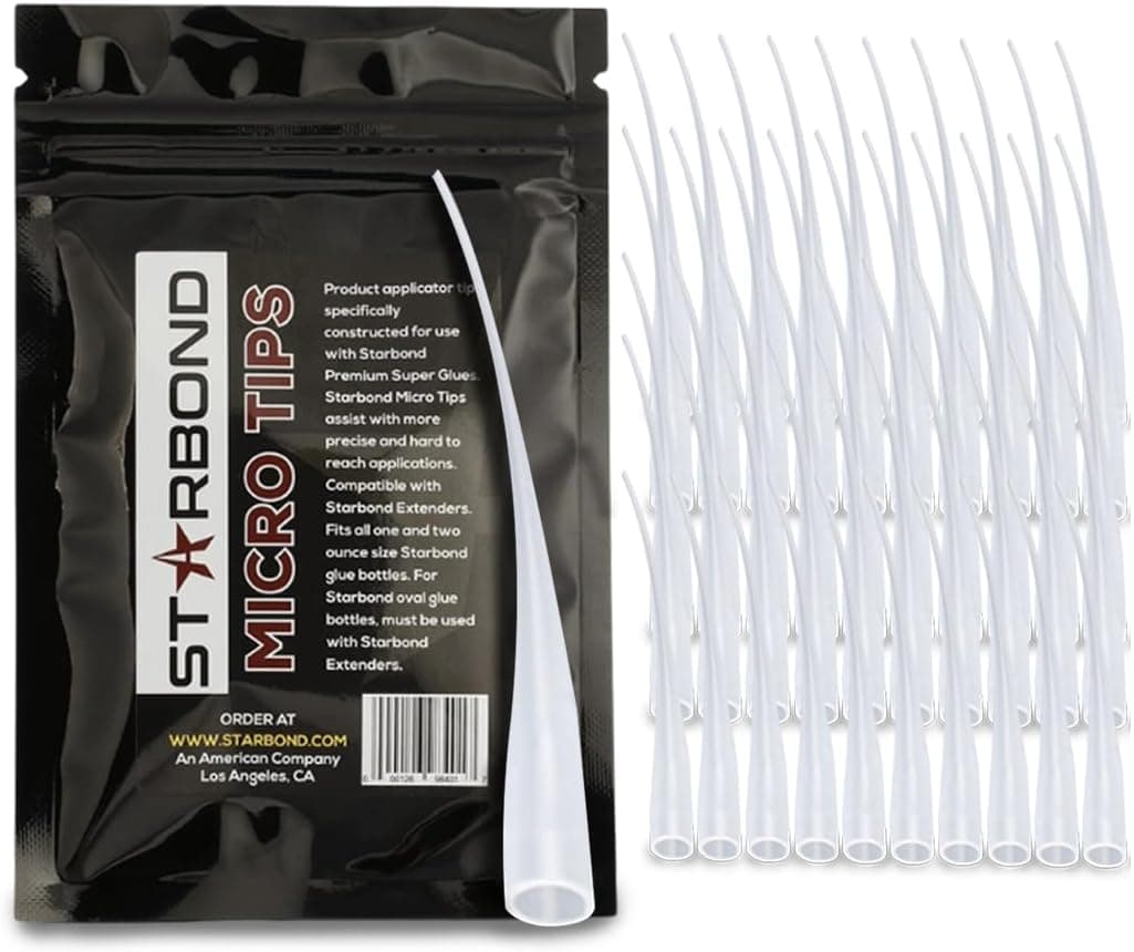 Starbond CA Glue Tips - Extension Applicator Microtips for Precision, Tapered Design (50 Pieces)