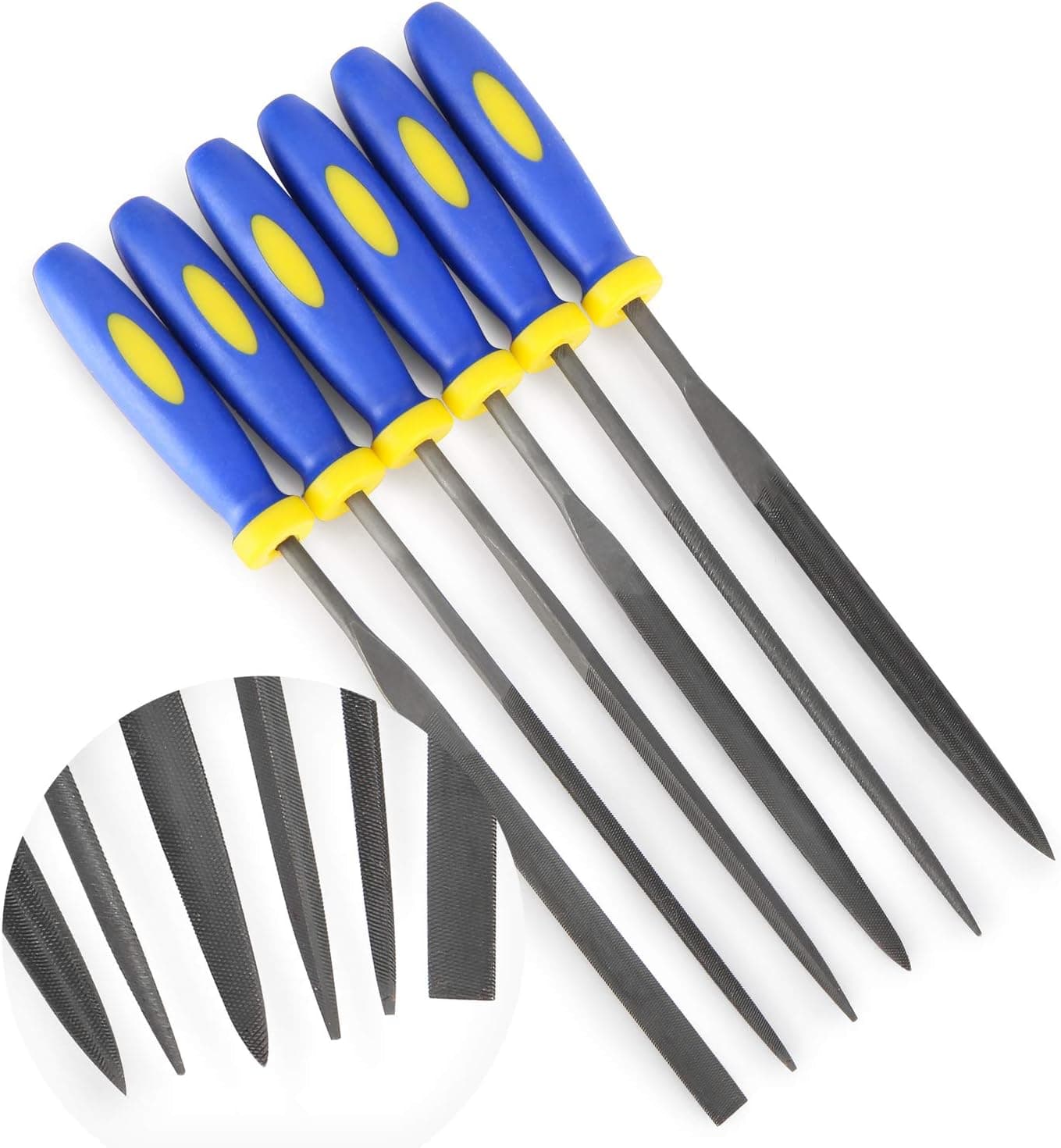 MINI Needle File Set (Carbon Steel 6 Piece-Set) - Flat, Flat Warding, Square, Triangular, Round, and Half-Round Files