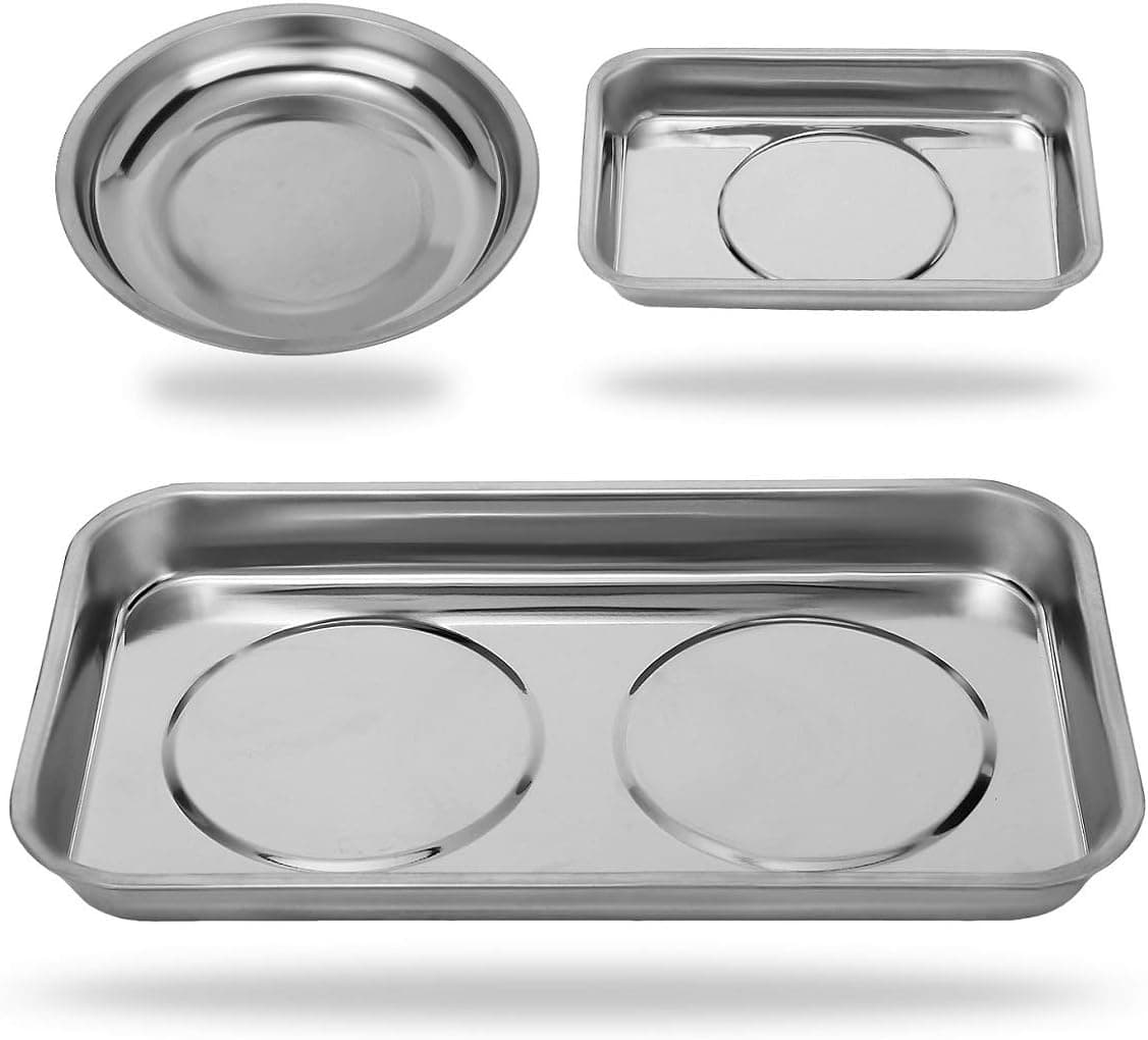 VASTOOLS Magnetic Tray Holder 3pc, for Socket Screw Nuts Bolts Metal Parts, Stainless Steel