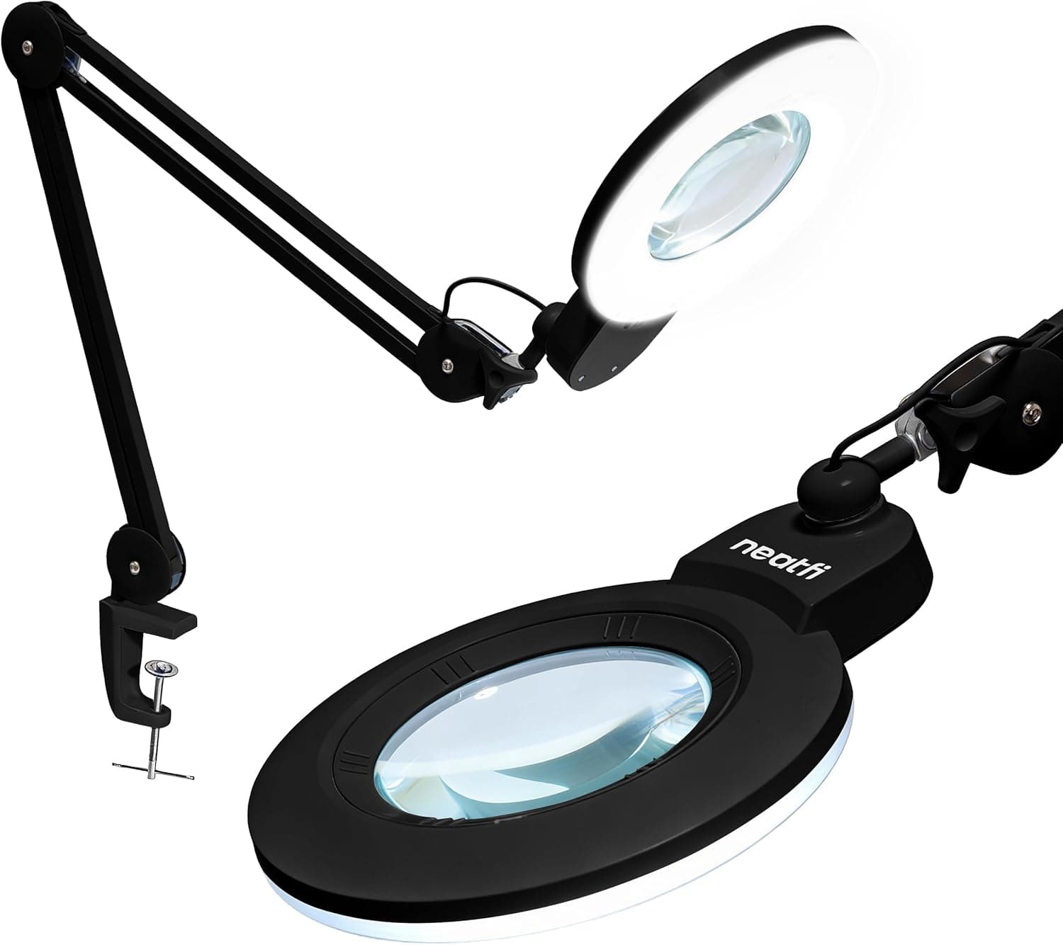 Neatfi XL Bifocal LED Magnifying Lamp, 7" Acrylic Lens, 2.25X/6X Magnification, 1600 Lumens