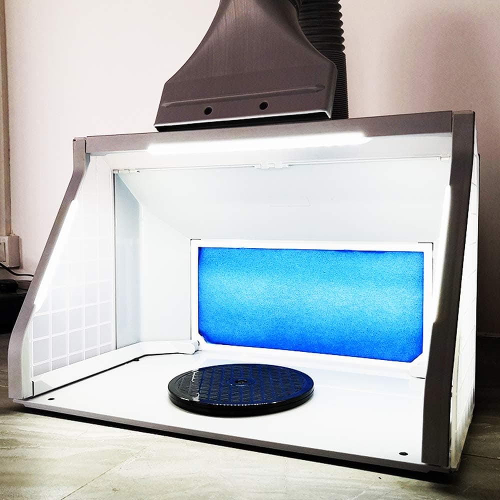 T TOGUSH Professional Airbrush Spray Booth with 3 LED Light Turn Table Large Capacity Portable Paint Spray Booth
