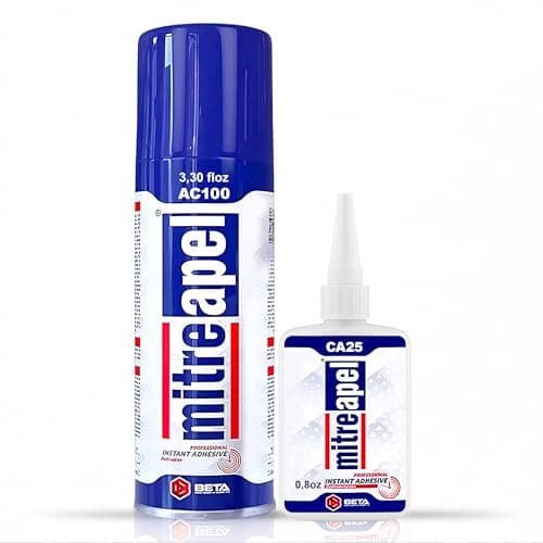 MITREAPEL CA Glue with Activator (0.80oz-3.30fl oz) Instant Bond Professional Cyanoacrylate Adhesive and Super Glue Accelerator for Woodworking, Ceramic, 3D Printing, Glass, DIY&Craft, Plastic,Repair