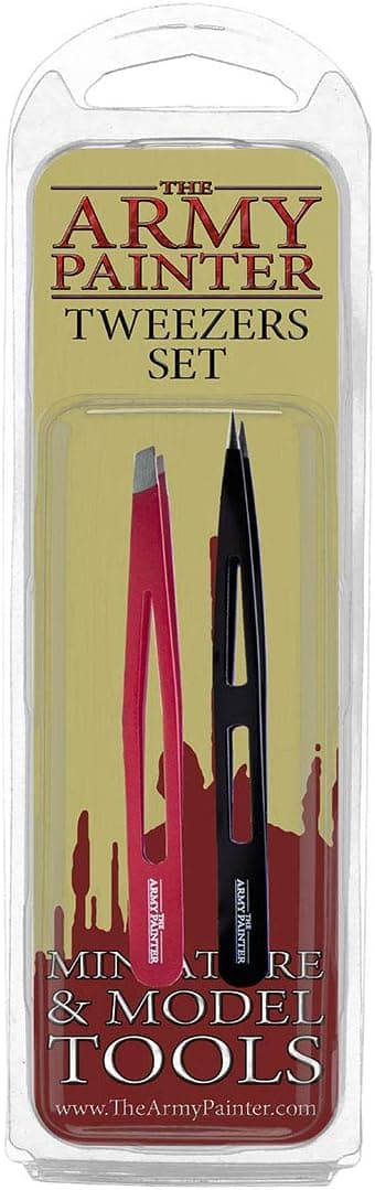 The Army Painter 2-Piece Precision Tweezers, Set of Slant & Pointed Tweezers, Craft Tweezers Fine Point for Assembling Miniatures