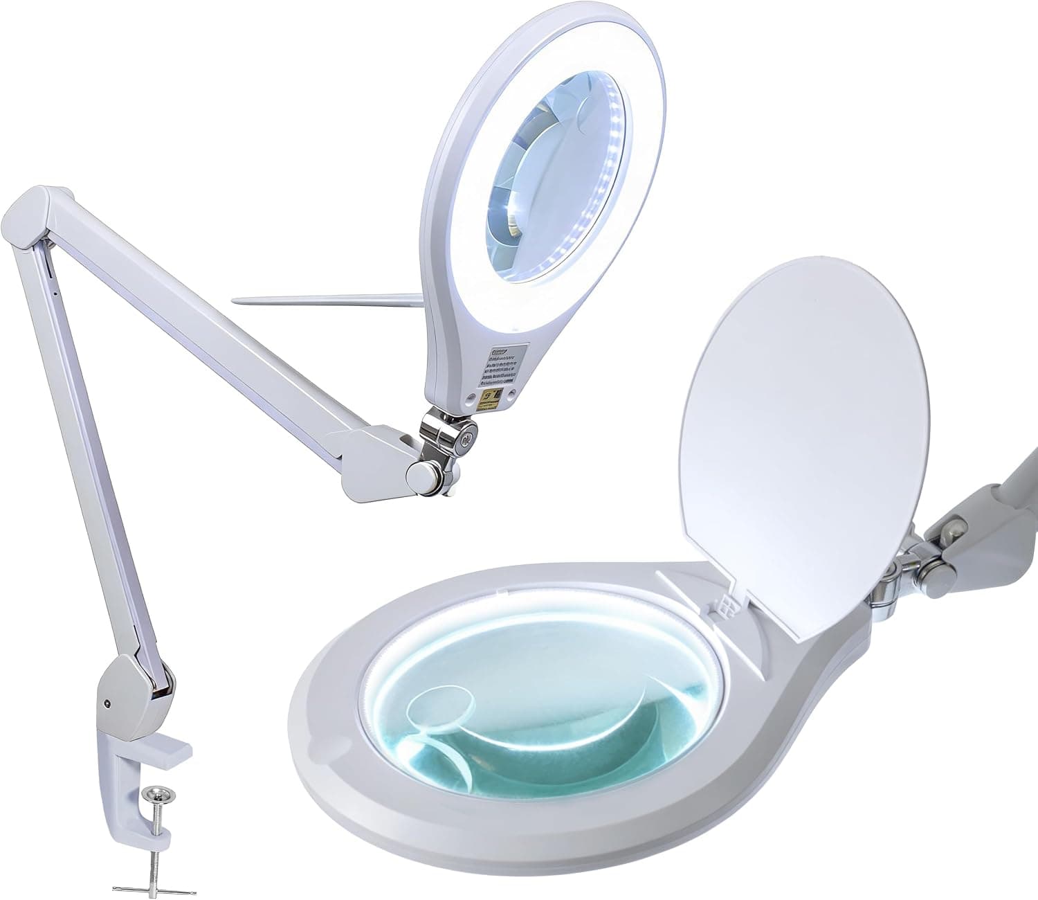 Neatfi Elite Super LED Magnifying Lamp with Clamp, 6" Glass Lens, Dual Magnification 5D/12D