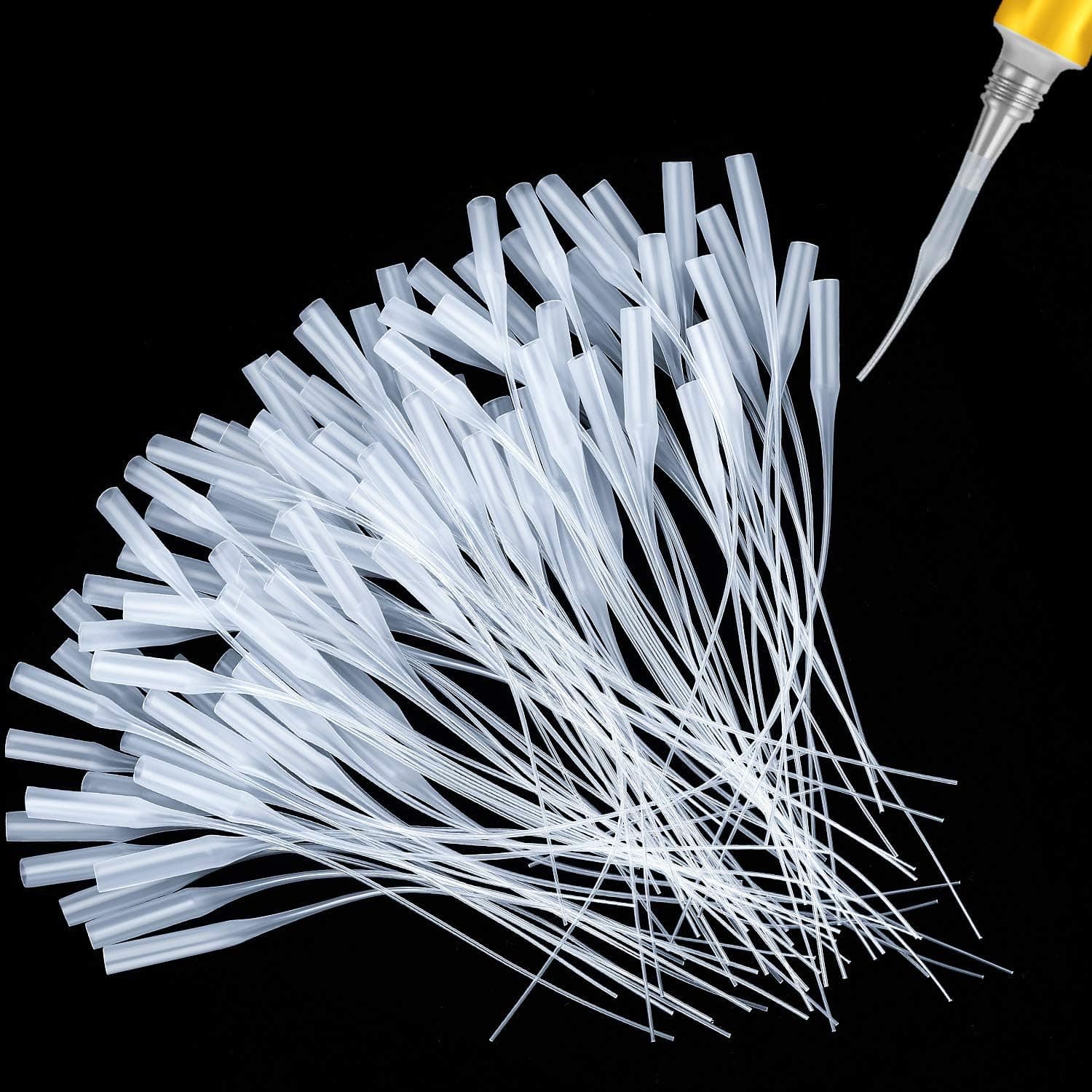 Hsei 200 Pcs Micro-Tips Plastic Glue Bottle Tips Glue Extender Precision Applicator for Crafting, Lab Dispensing