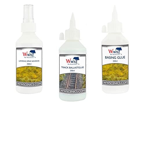 War World Scenics Diorama Glue Set 3X 250ml Adhesives for Model Railway & Static Grass Landscapes