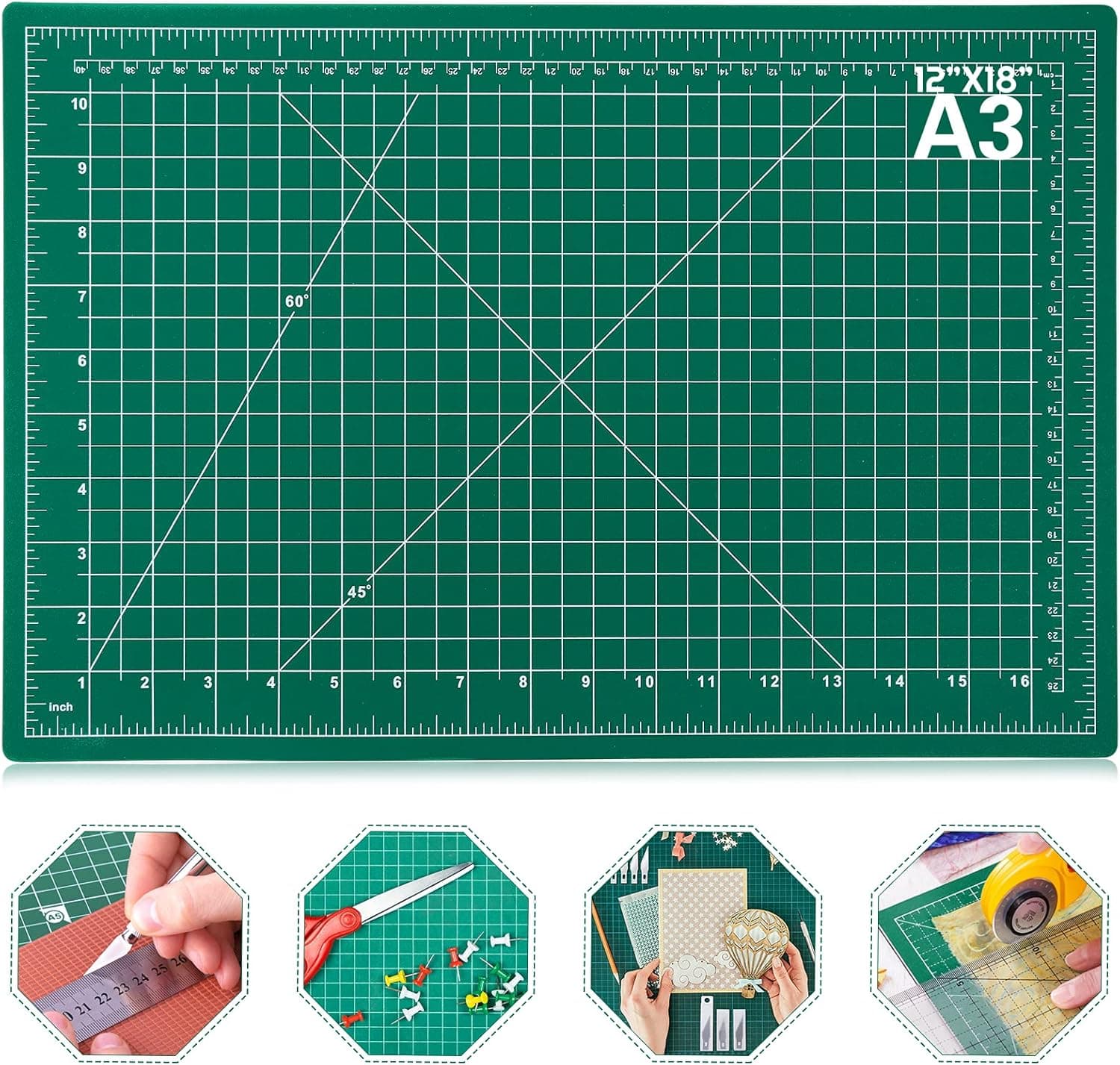 anezus Self Healing Sewing Mat, 12inch x 18inch Rotary Cutting Mat Double Sided 5-Ply Craft Cutting Board