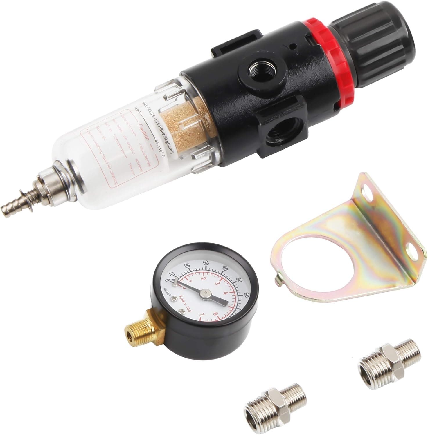 TIMBERTECH Pressure Regulator for Airbrush Compressor, 1/8'' NPT Air Filter with 0-100 PSI Gauge
