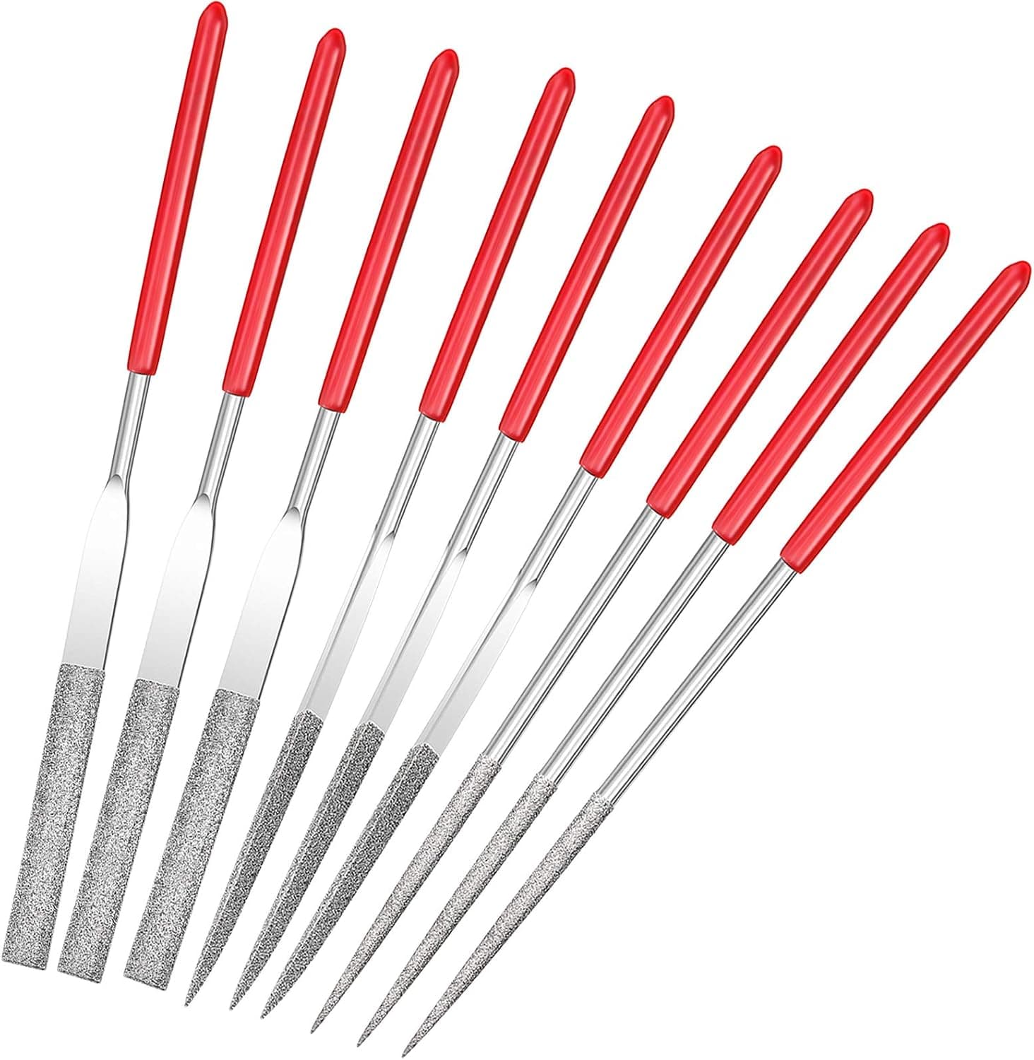 Mudder Miniature and Model Files, Diamond Needle File Set (Round, Flat and Triangular, 9 Piece)