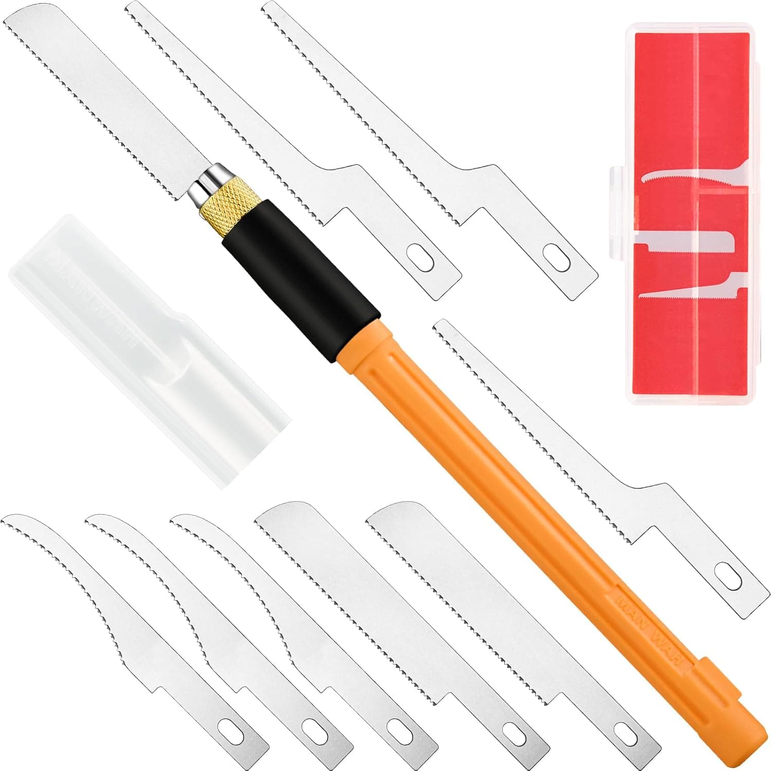 Honoson Mini Hand Saw Model Tools Small Hobby Saw Blades Kit with 9 Tiny Razor Hacksaw Blades for Miniatures, Modeling, DIY Crafts, Plastic Models, Wood