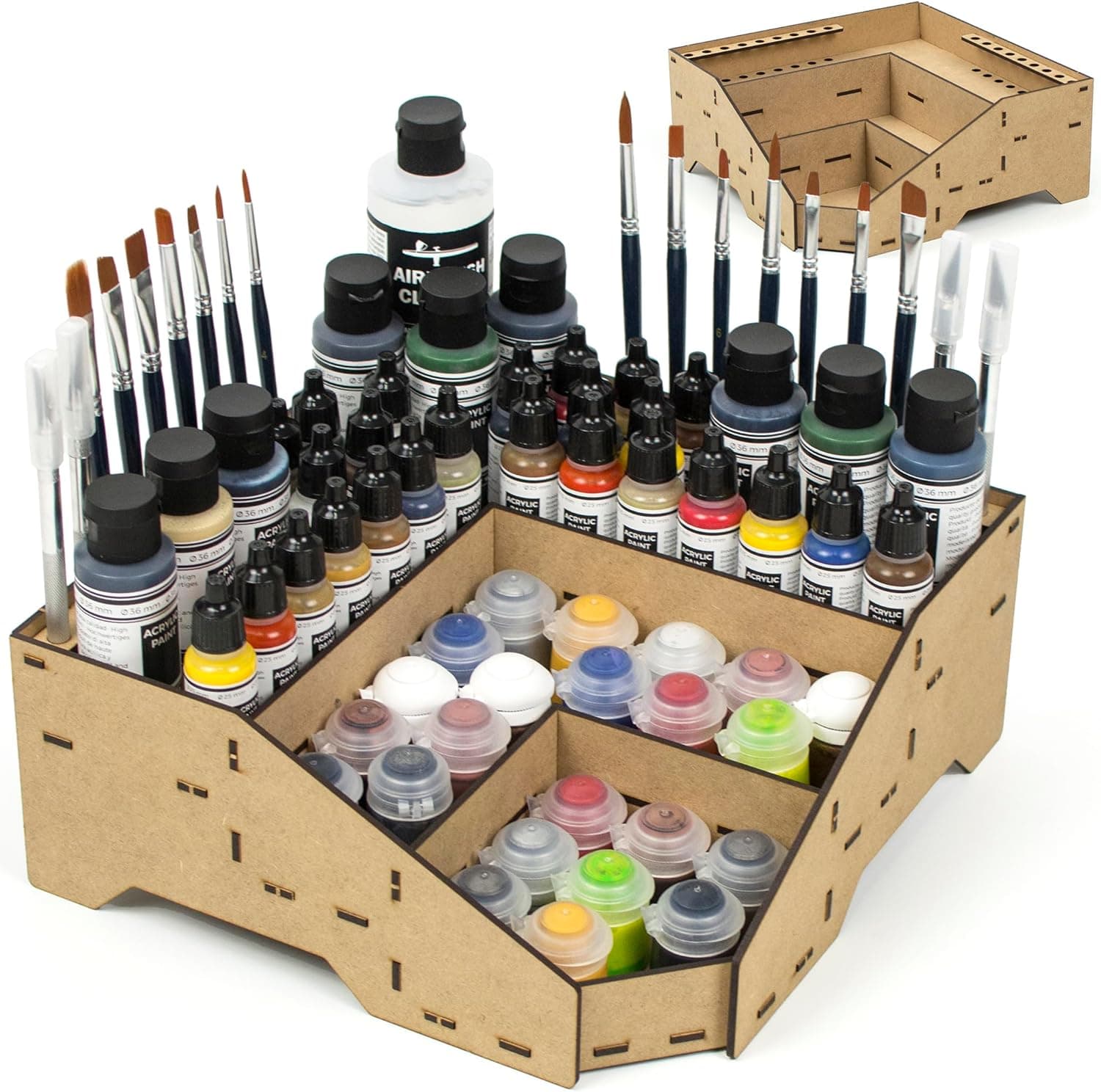 PROSCALE Paint rack organizer stand for modeling and miniatures. Citadel kit, Vallejo set, acrylic paint brush pot for miniatures and models (Rack D)