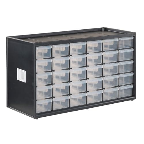 CRAFTSMAN Storage Organizer, 30 Small Drawer Modular Storage System, Easily Stackable, Plastic, Black, White (CMST40730)