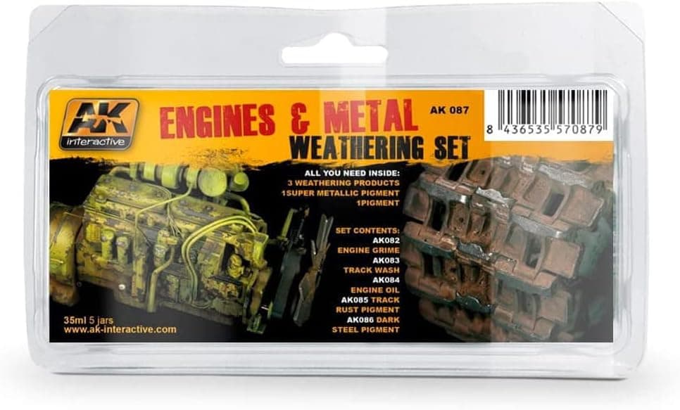 AK Weathering Set AK087 Engines and Metal Weathering 5x35ml