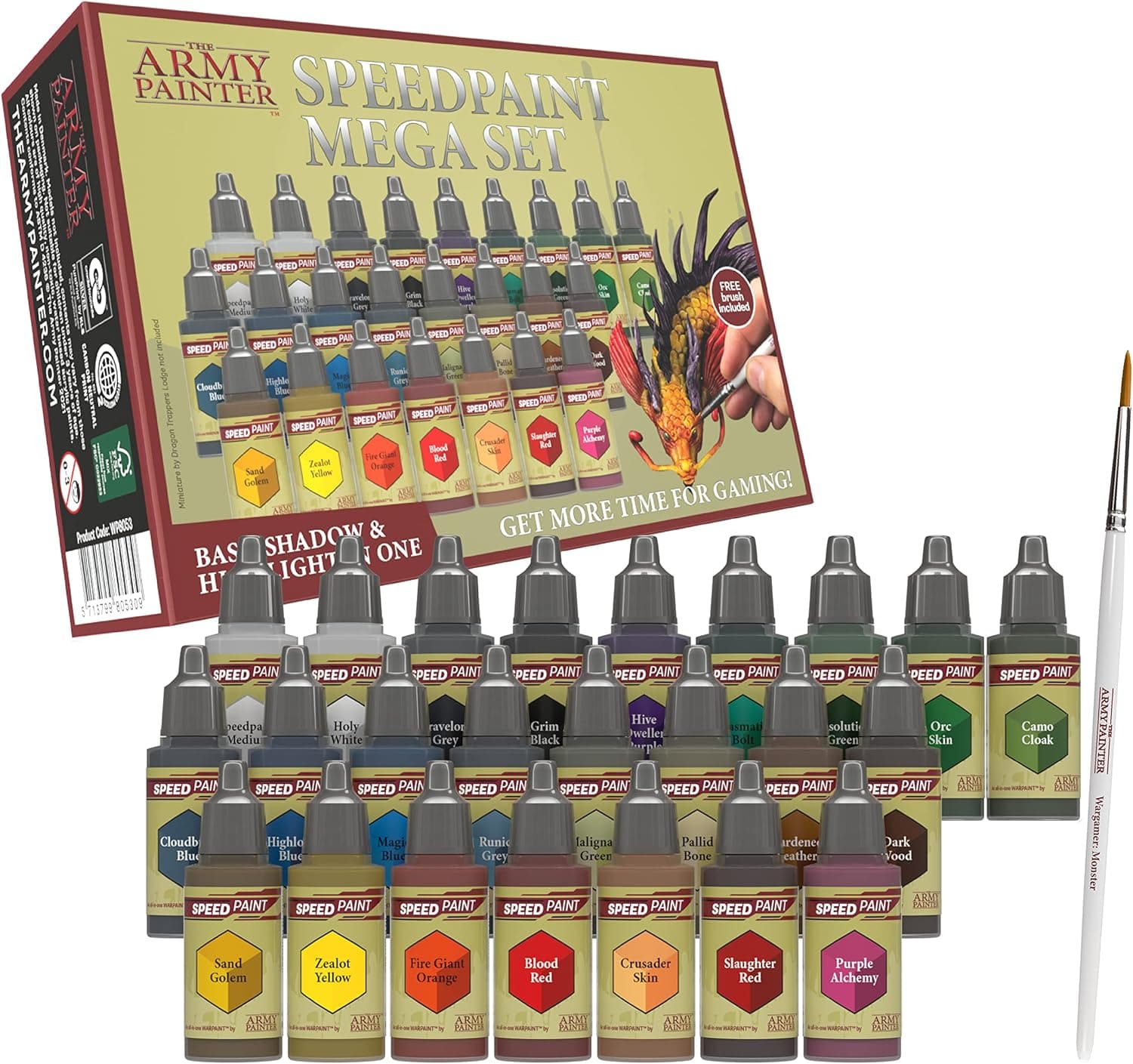 The Army Painter Speedpaint Mega Set 1.0, 24 x 18ml Acrylic Paints incl. Mixing Balls & 1 Brush - Contrast Miniature Paint