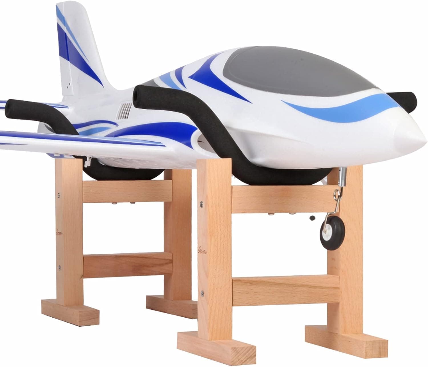 RCrabbit RC Airplane Stand, Solid Beech Wood Model Plane Display Holder, Set of 2