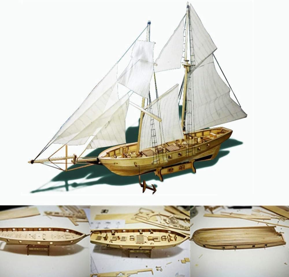 EastVita Wooden Ship Model Kit, 1/100 Scale Wooden Sailboat Kit for Adults