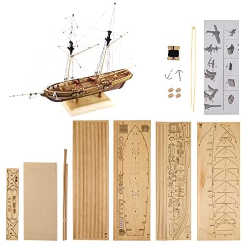 GAWEGM Ship Model Kit - 1/70 US New Port 1830 Wooden Sail Boat