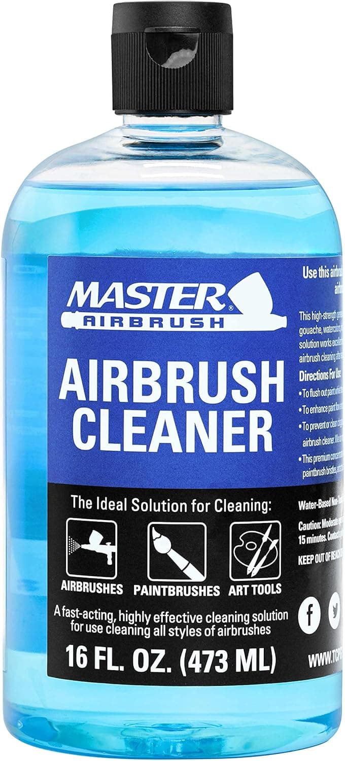 Master Airbrush Cleaner, 16-Ounce Pint Bottle - Fast Acting Cleaning Solution