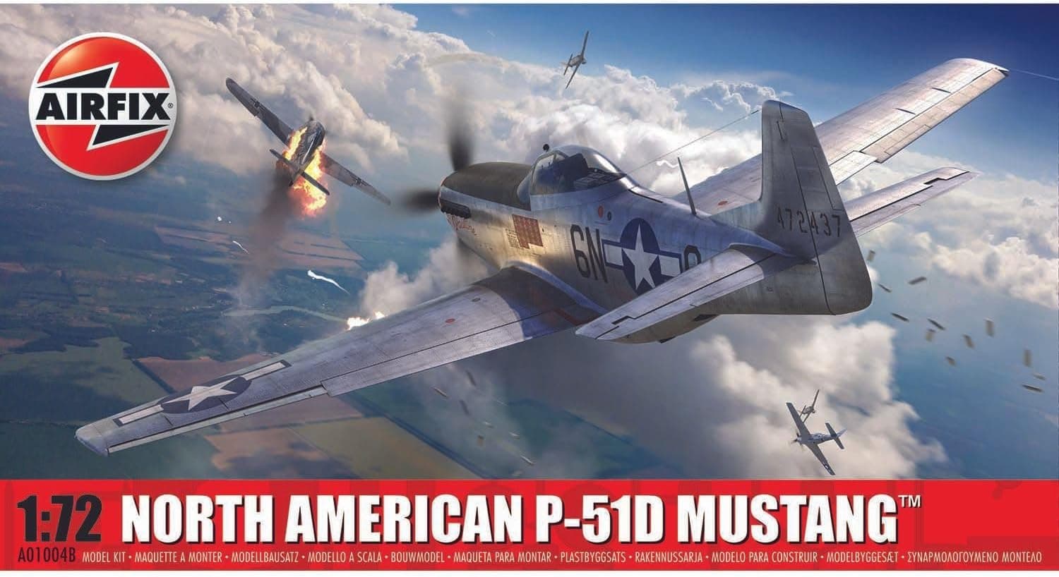 Airfix Model Airplane Kit Gift Set A01004B North American P-51D Mustang, Skill Level 1, 1:72 Scale