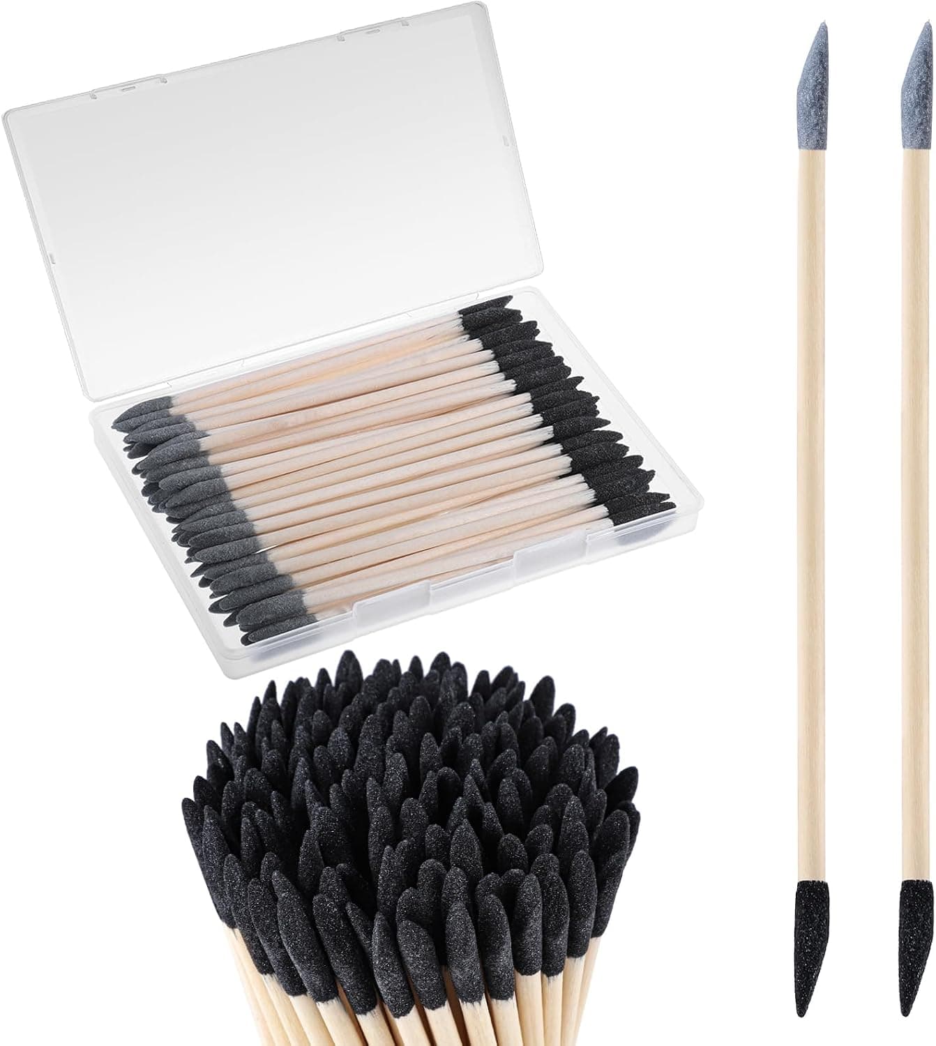 50 Pcs Sanding Sticks, Double End Fine Detailing Sanding Stick with Storage Box for Plastic Models Wood Hobby Woodworking, 120/280 Grit
