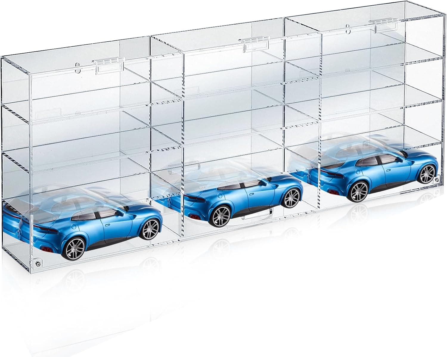 Juexica Clear Acrylic Toy Car Display Case 1:24 Scale Diecast Display Box Wall Mounted Shelf for Storage Toy Car Mini Model Race (12 Grids)