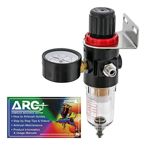 Master Airbrush True Diaphragm Airbrush Pressure Regulator | with Gauge & Water Moisture Trap - Filter, Air Compressor Water Trap for Clean, Moisture-Free Airflow