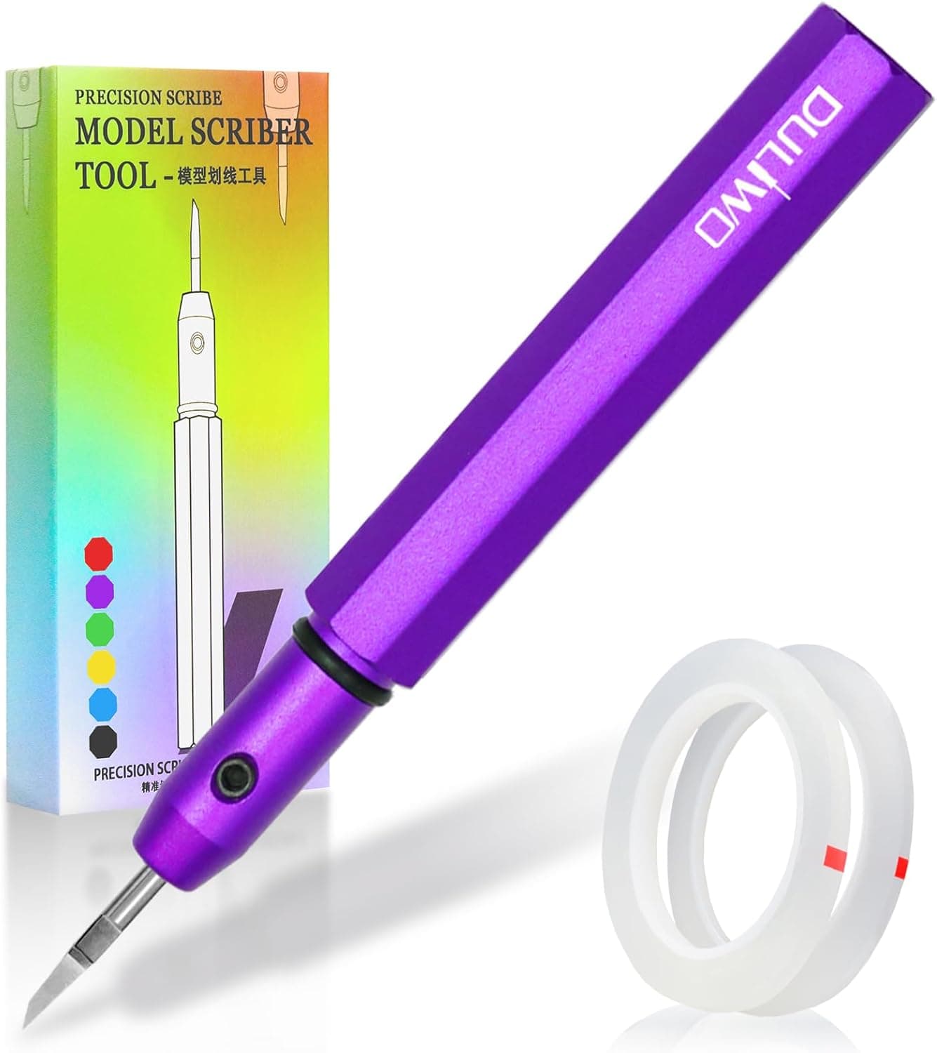 DULIWO Model Scriber Chisel, Panel Line Scribing Tool, Tungsten Steel 0.15mm for Gundam HG/RG/MG, Resin Kits - Includes 3mm & 6mm Scribing Tape