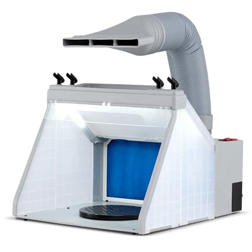 Toolsempire Portable Airbrush Paint Spray Booth Kit with 3 LED Lights, 7.5" Turntable, Lighted Painting Station with Fan Filter, Exhaust Extension Hose & Spray Gun Holders for Painting, Craft & Model