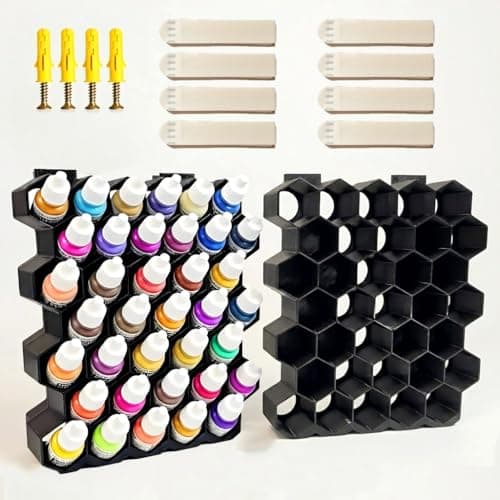 Wall Mount Paint Rack for Vallejo 17/18mL,26mm Acrylic Paint Holder(2 Pack) | Fits for Vallejo & for Army Vertical Paint Stand,Miniature & Tabletop Model Acrylic Painting Storage,Desk & Wall Display Rack