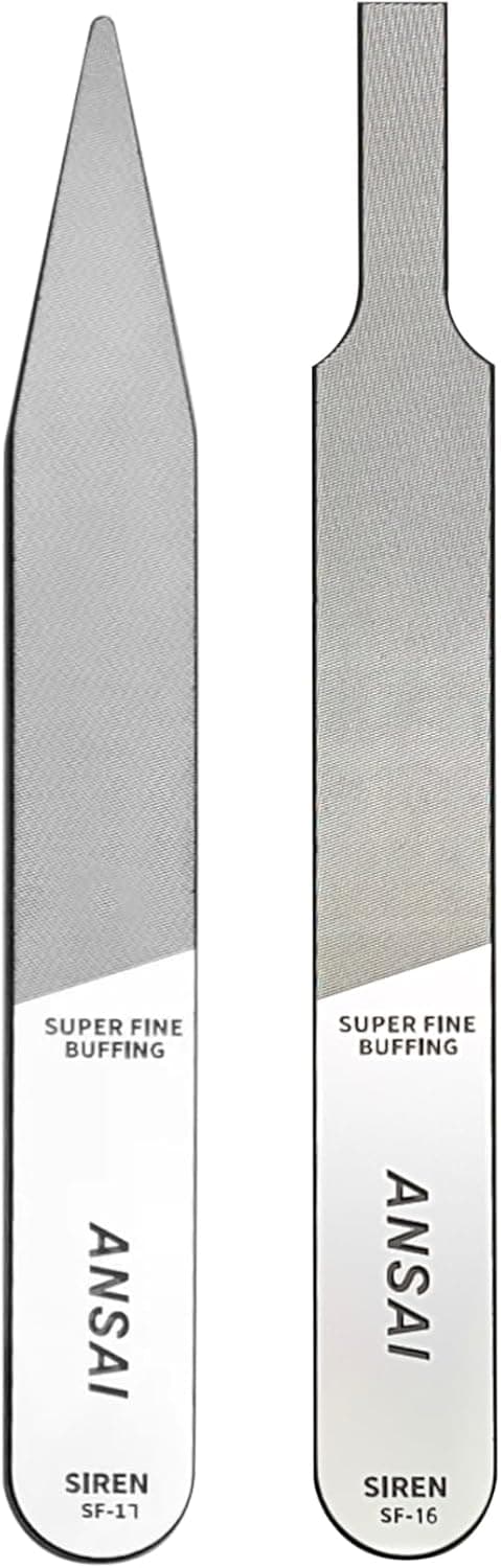 ANSAI Precision Glass Files, 2 Pack, Super Fine Buffing, for Modeling Sanding and Polishing, Miniatures, Hobby Craft Finishing